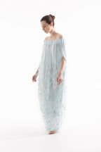 Robe Azur en dentelle de Calais® et tulle brodé - Vue de face \| L'ONIRÉE
