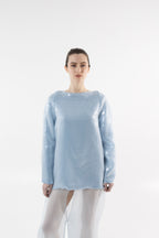 Robe longue bleue en soie à paillettes