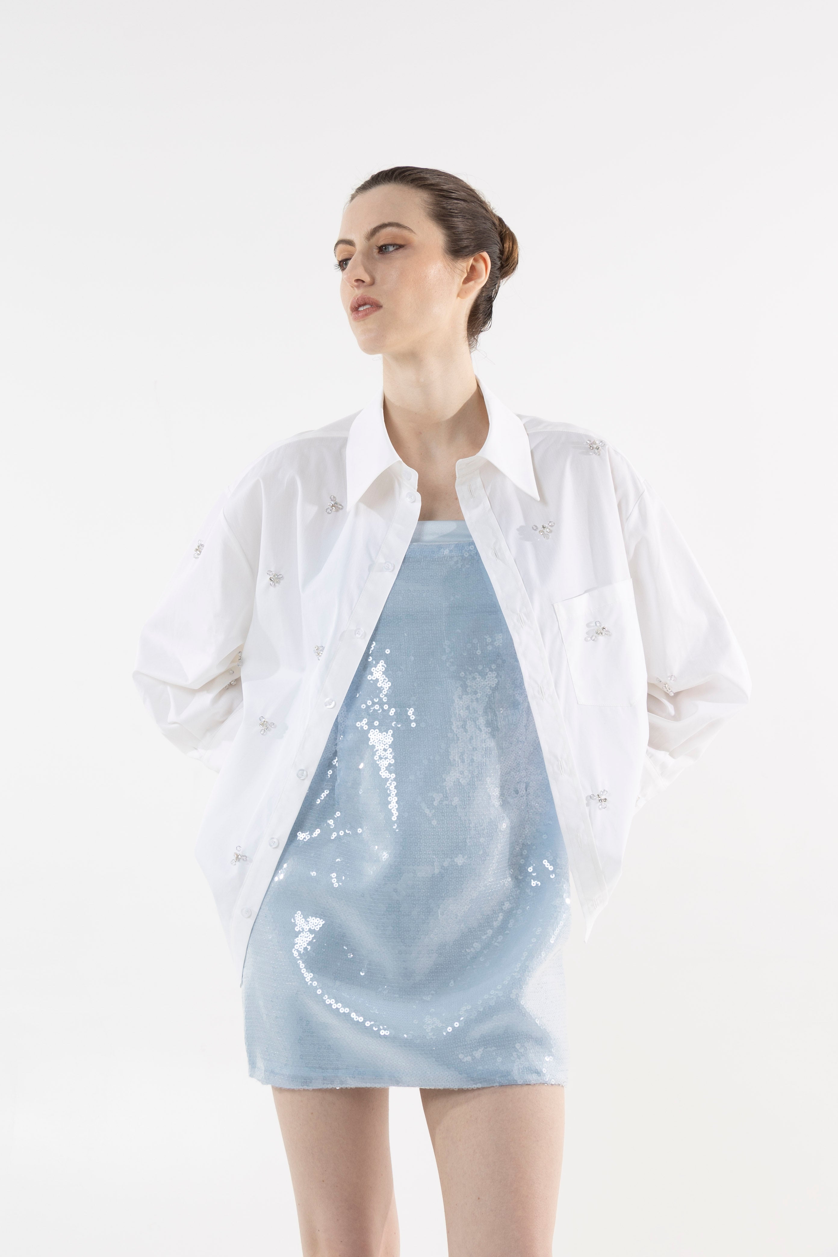 Chemise romantique oversize à paillettes