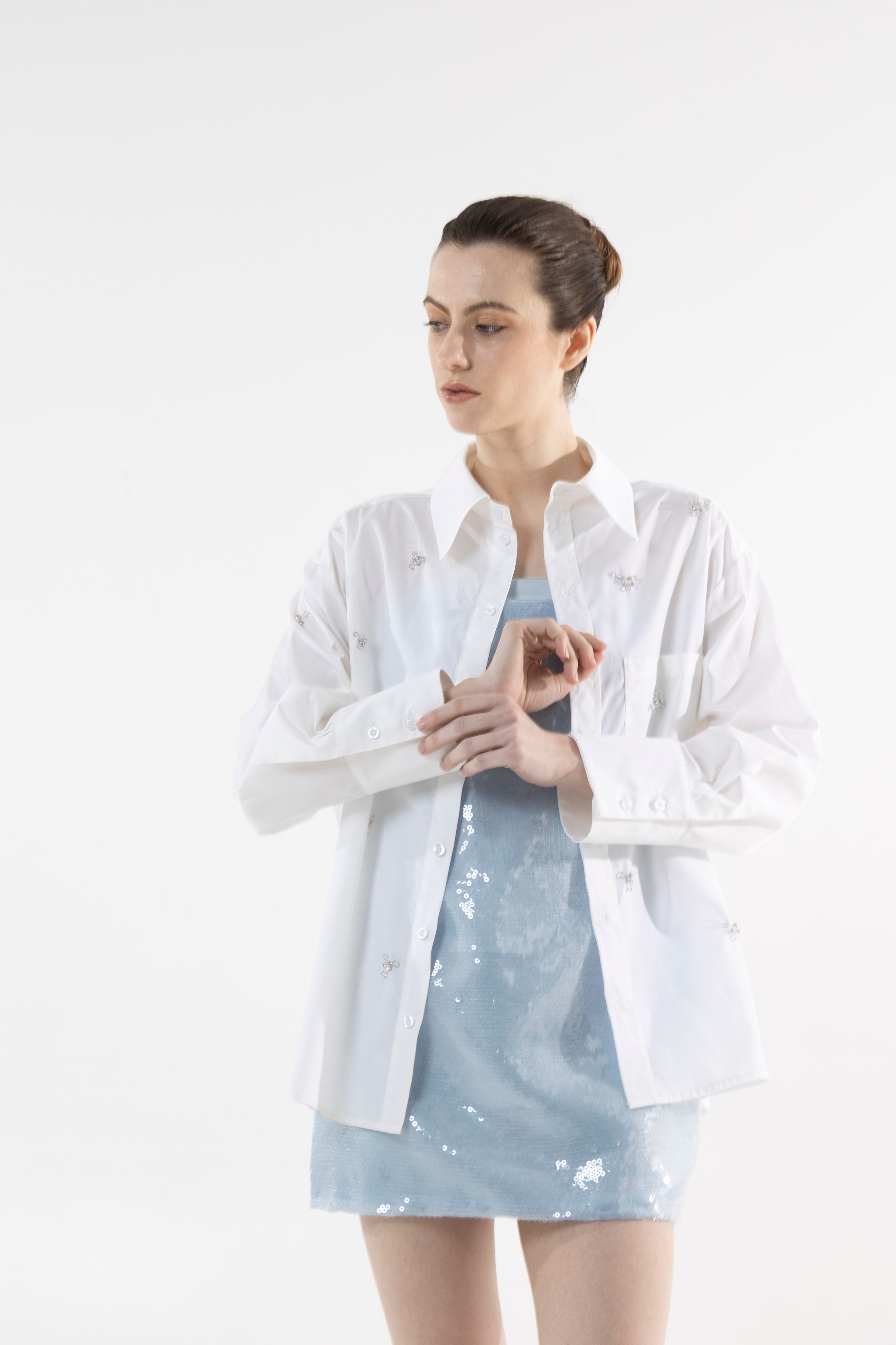 Chemise romantique oversize à paillettes