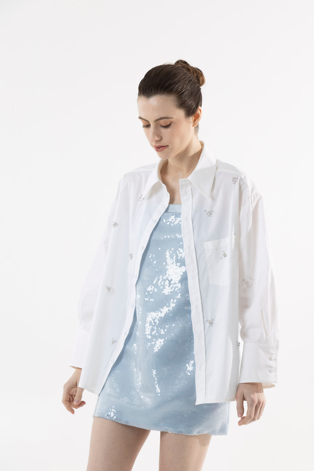 Chemise romantique oversize à paillettes