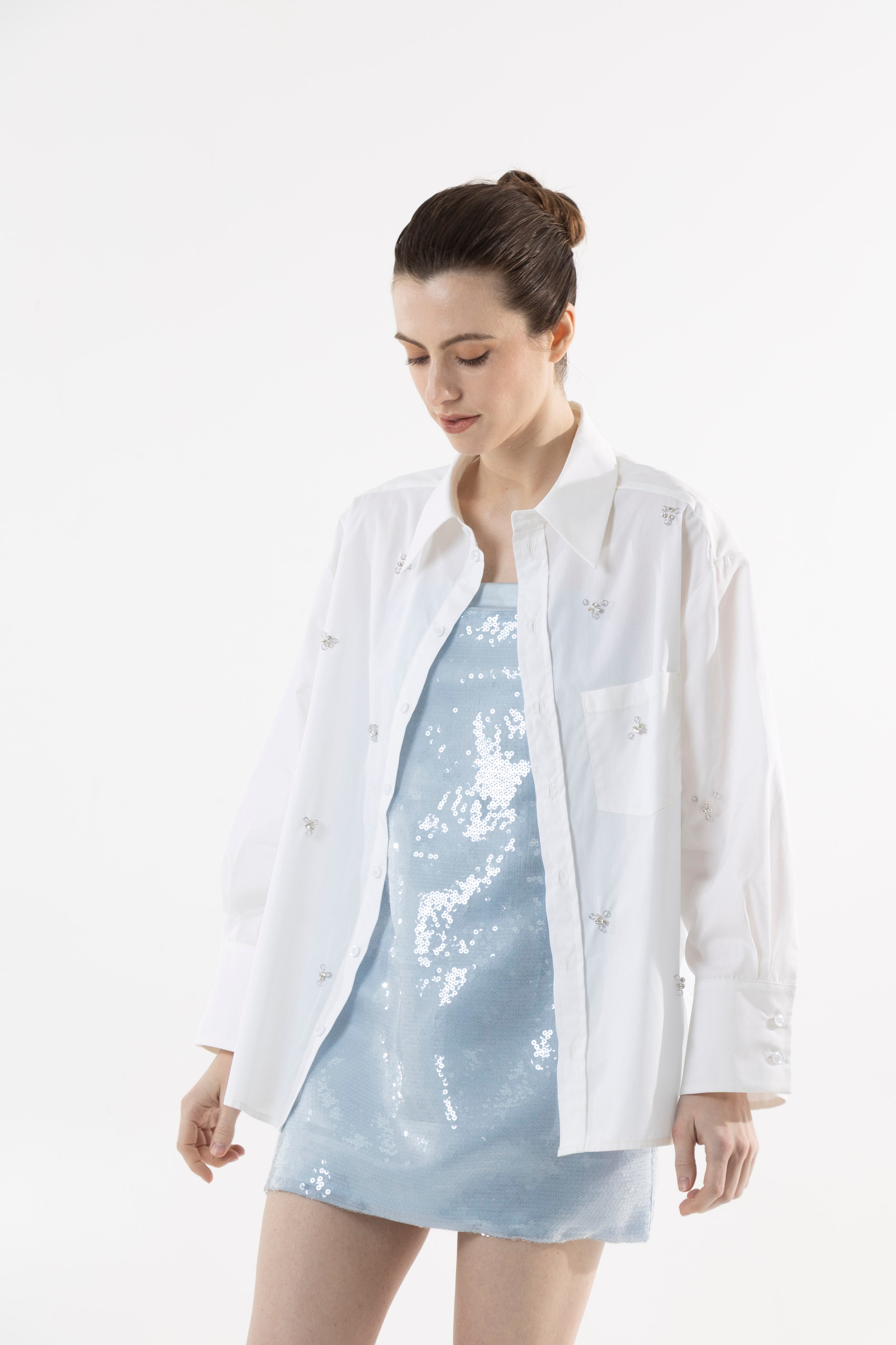 Chemise romantique oversize à paillettes