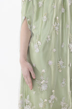 Robe Émeraude en tulle brodée