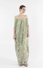 Robe Émeraude en tulle brodée