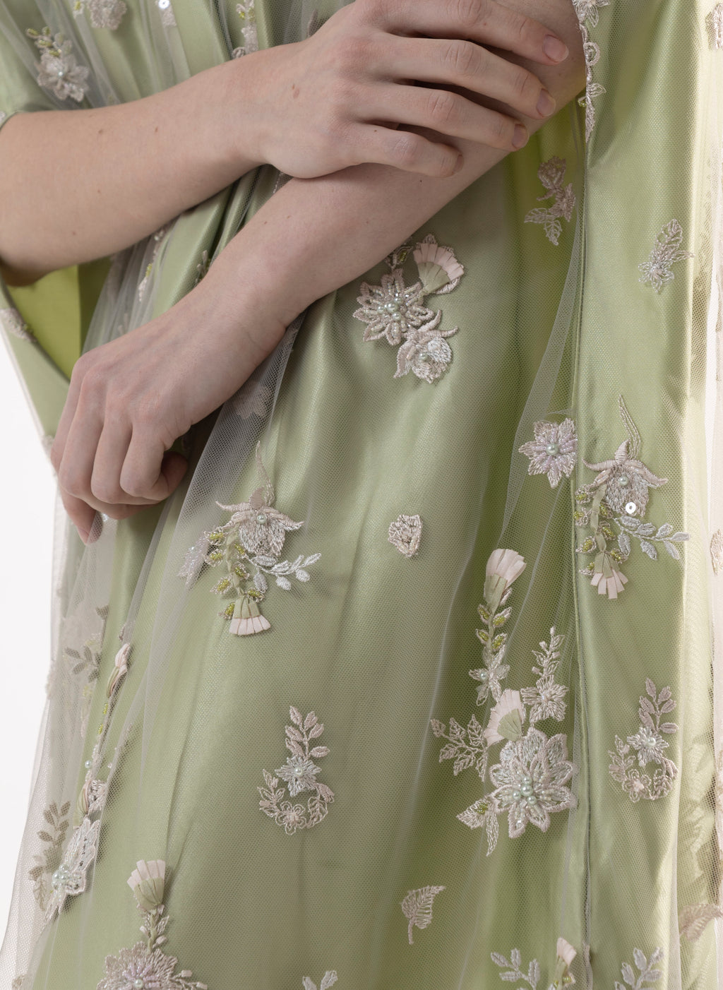 Robe Émeraude en tulle brodée