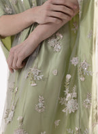 Robe Émeraude en tulle brodée