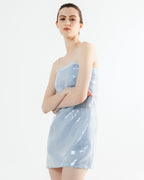 Robe courte en soie bleue à paillettes