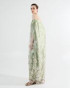 Robe Émeraude en dentelle avec tulle brodé - Précommande