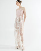 Robe Rose en dentelle avec tulle brodé - Précommande