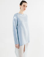 Robe longue en soie bleue à paillettes