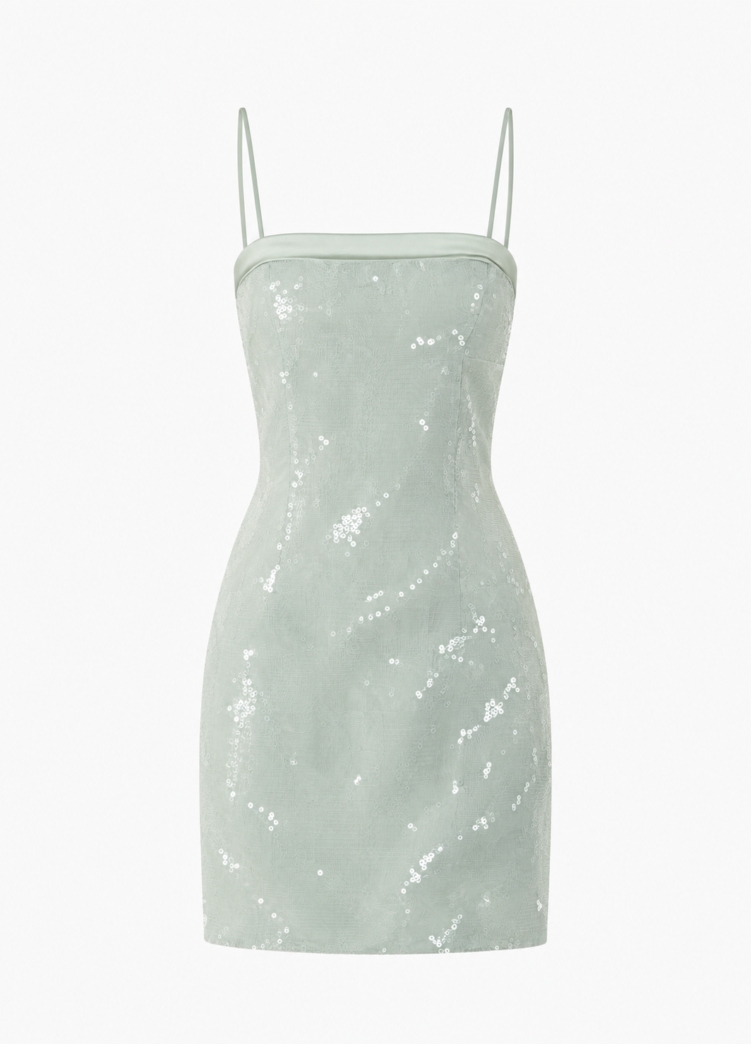 Robe courte en soie verte à paillettes