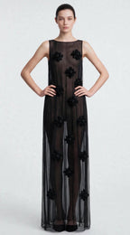 Robe Florale en Smocks Noire