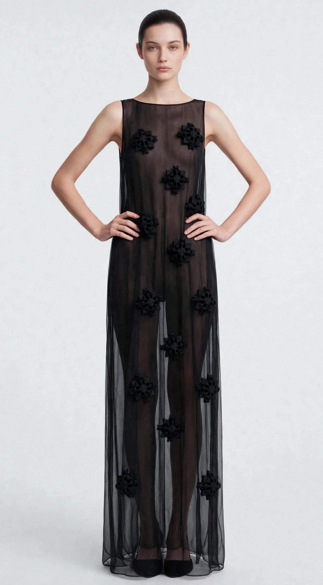 Robe Florale en Smocks Noire