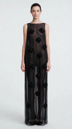 Robe Florale en Smocks Noire