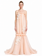 Robe en organza rose à volants